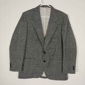 Fiori Men's Blazer Size 40S Black White Wool Mini Check Quiet Luxury Old Money